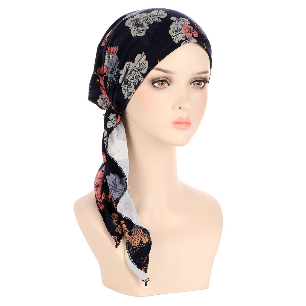 Muslims Women Turban Hat Headscarf Cotton Print Flower Chemo Beanies Hijab Bandanas & Nightcaps Chemotherapy Woman Islamic Gift