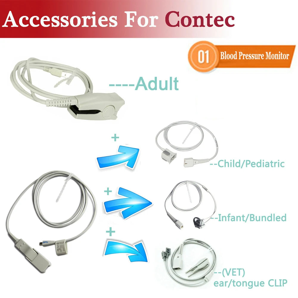 Adult Paediatric Neonatal Veterinary 10 Pin USB SPO2 Probe Blood Oxygen Saturation Sensor CONTEC 08A 08C Blood Pressure Monitor