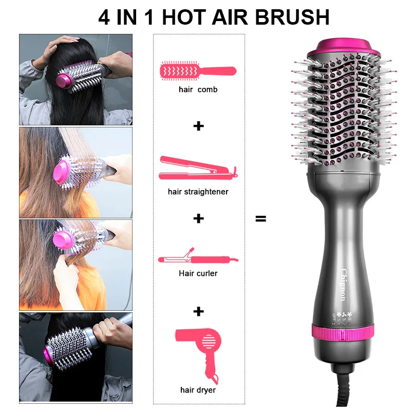 One Step Hair Dryer and Volumizer 1000W Rotating Hot Air Brush Professional Blow Dryer Comb Brush Electric Ion Blow Dryer Brush