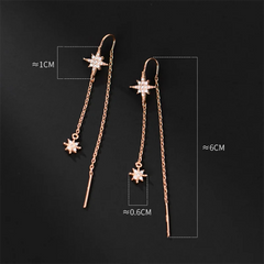 925 Sterling Silver Ray Shiny Star Tassel Ear Line Charm Luxury Zircon Drop Earrings Women Romantic Party Jewelry Gift