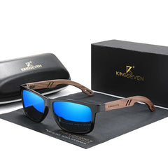 KINGSEVEN Brand Design TR90+Walnut Wood Handmade Sunglasses Men Polarized Eyewear Accessories Sun Glasses Reinforced Hinge