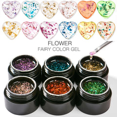 Mtssii 5ml Floral DIY Nail Art Dried Flower Gum Gel Nail Polish Hybrid Varnishes Permanent Paint Flower Gel Need Base Top Coat