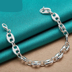 925 Sterling Silver 24K Gold Simple Classic Chain Bracelet For Women Man Wedding Engagement Party Fashion Jewelry