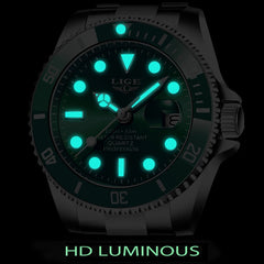 LIGE Top Brand Luxury Fashion Diver Watch Men 30ATM Waterproof Date Clock Sport Watches Mens Quartz Wristwatch Relogio Masculino