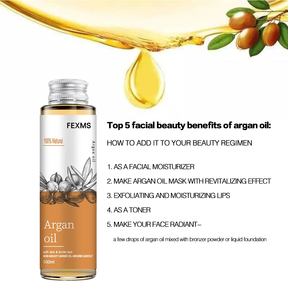 Organic  Argan Oil  100% Pure Cold Pressed Virgin Premium Grade For Dry & Damaged Skin, Hair, Face, Body, Scalp & Nails