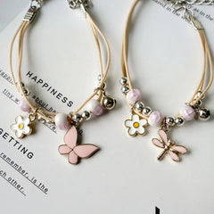 Pink Butterfly Bracelets Fashion Jewelry Character String Of Female Friends Gifts #YXS43