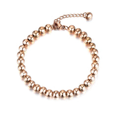 Lokaer Classic Rose Gold Color 4/5/6mm Round Beads Strand Bracelets Bangle Stainless Steel Link Chain Bracelet For Women B18023