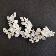 Handmade Rhinestones Crystal Pearls Ceram Flower Leaf Bridal Hair Clip Barrettes Wedding Hair Accessories Women Jewelry