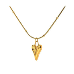 Temperament Heart Pendant Chain Necklace for Women Stainless Steel Stylish Choker 18 K Jewelry Waterproof Party Gift