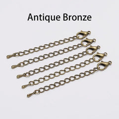 10pcs/lot 50 70mm Tone Extended Extension Tail Chain Lobster Clasps Connector For DIY Bracelet Necklace Jewelry Making Findings