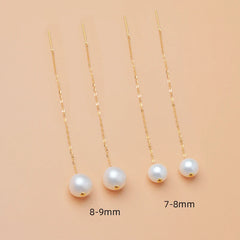 Real 18K Gold Jewelry Drop Earrings Natural Freshwater Pearl Pure AU750 Tassel Earrings Fine Jewelry Gifts for Women E365