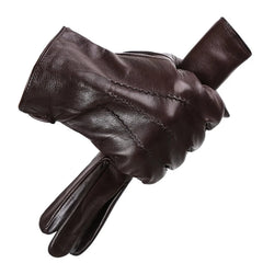 Comfortable Keep warm gloves male winter,Water ripple design sheepskin men's gloves,black men's leather gloves-8001Y