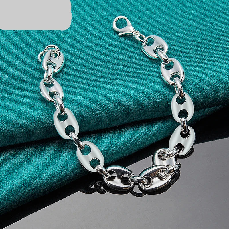 925 Sterling Silver 24K Gold Simple Classic Chain Bracelet For Women Man Wedding Engagement Party Fashion Jewelry