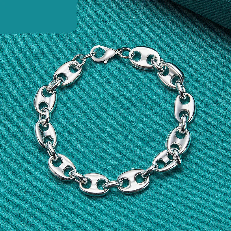 925 Sterling Silver 24K Gold Simple Classic Chain Bracelet For Women Man Wedding Engagement Party Fashion Jewelry