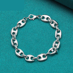 925 Sterling Silver 24K Gold Simple Classic Chain Bracelet For Women Man Wedding Engagement Party Fashion Jewelry