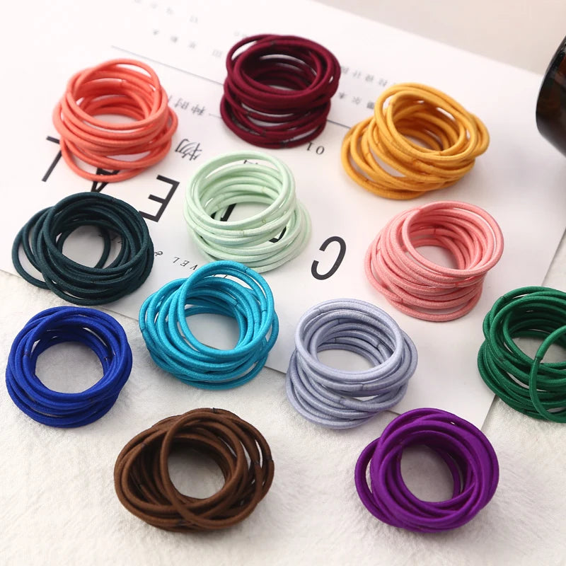 100PCS/Lot 3 CM Girls Elastic Hair Bands Rubber Band Scrunchies Headband Ponytail Holder Gum For Hair Kids Hair Accessories