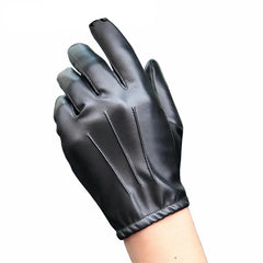 Long Keeper Fashion Black PU Leather Gloves Male Thin Style Driving Leather Men Gloves Non-Slip Full Fingers Palm Touchscreen