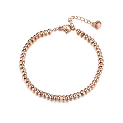 Lokaer Classic Rose Gold Color 4/5/6mm Round Beads Strand Bracelets Bangle Stainless Steel Link Chain Bracelet For Women B18023