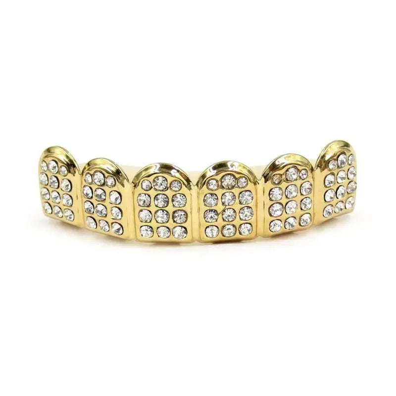 New Fshion Hip Hop Gold Silver Colour Iced Out CZ Teeth Grillz Top Bottom  Men Women Jewelry