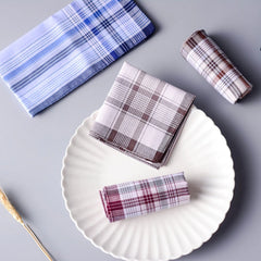 5Pcs Square Plaid Stripe Handkerchiefs Hanky Pocket Cotton Towel 38*38cm Random Men Casual Handkerchiefs Business Cotton Scarf