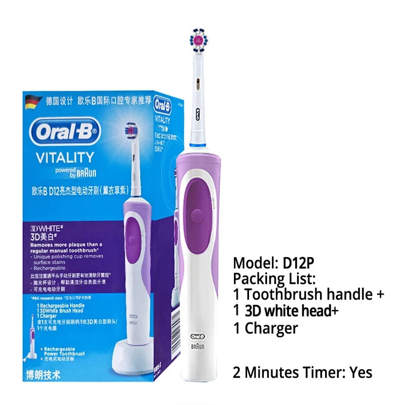 Oral B Rechargeable Electric Toothbrush Vitality Oral Hygiene Precian Clean Toothbrushes Rotating 3D White Teeth Whitening Brush