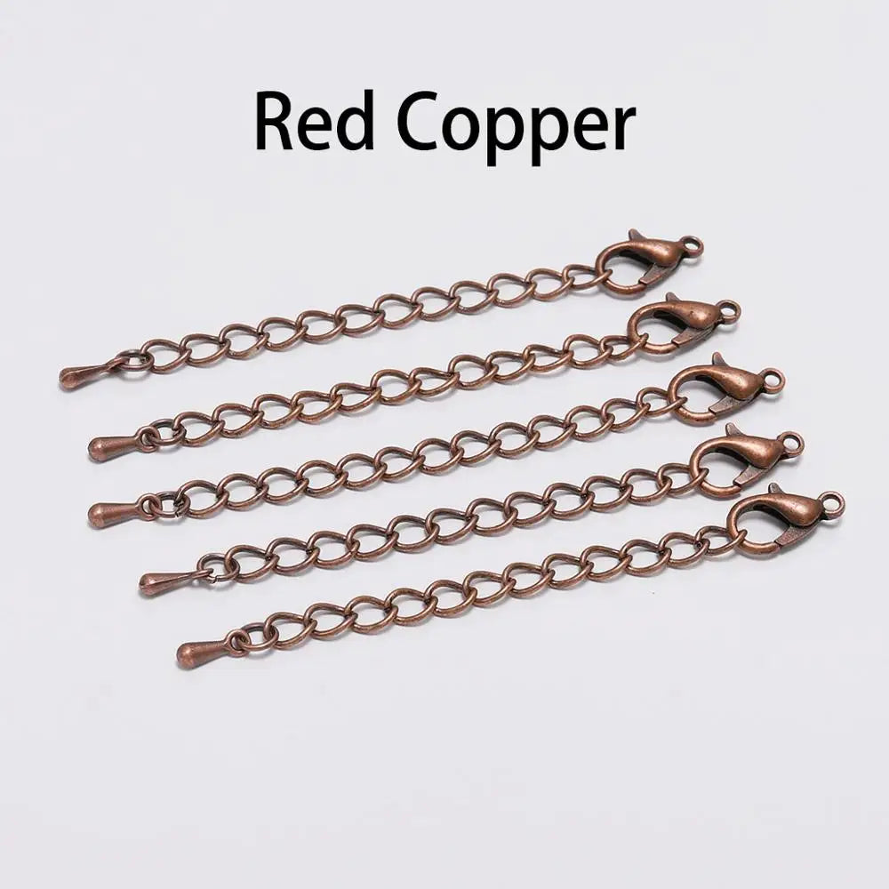 10pcs/lot 50 70mm Tone Extended Extension Tail Chain Lobster Clasps Connector For DIY Bracelet Necklace Jewelry Making Findings