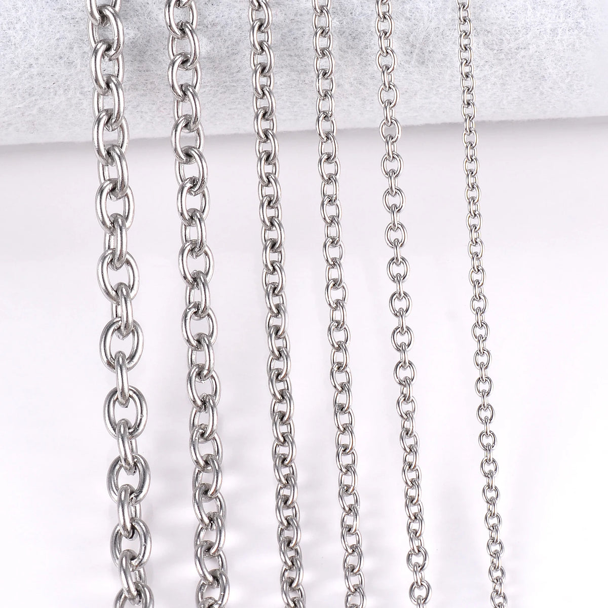 1Pc Width 1.5mm-6mm Stainless Steel Cross O Chain Necklace For Women Men DIY Jewelry Thin Bracelet Necklace