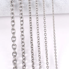 1Pc Width 1.5mm-6mm Stainless Steel Cross O Chain Necklace For Women Men DIY Jewelry Thin Bracelet Necklace