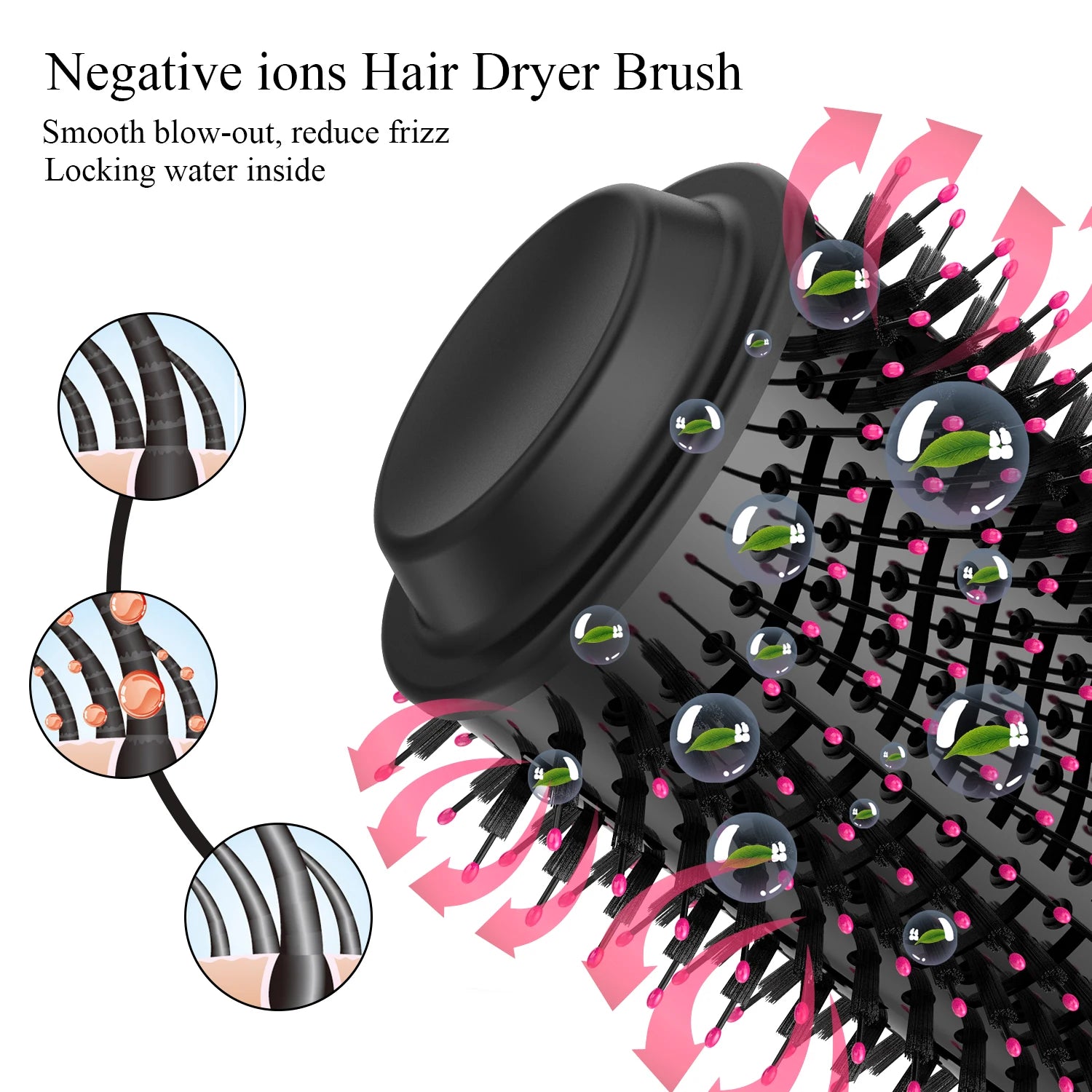 One Step Hair Dryer and Volumizer 1000W Rotating Hot Air Brush Professional Blow Dryer Comb Brush Electric Ion Blow Dryer Brush