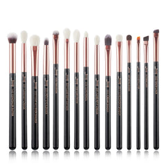 Jessup Makeup Brushes Set 15pcs Make up Brush Tools kit Eye Liner Shader natural-synthetic hair Rose Gold/Black T157