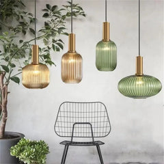 Retro restaurant colorfull glass pendant lights Creative living room Lamp Simple bedside lamp LED E27 hanging loft lighting