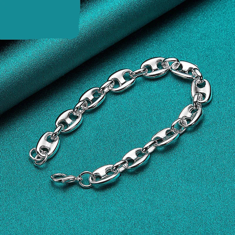 925 Sterling Silver 24K Gold Simple Classic Chain Bracelet For Women Man Wedding Engagement Party Fashion Jewelry