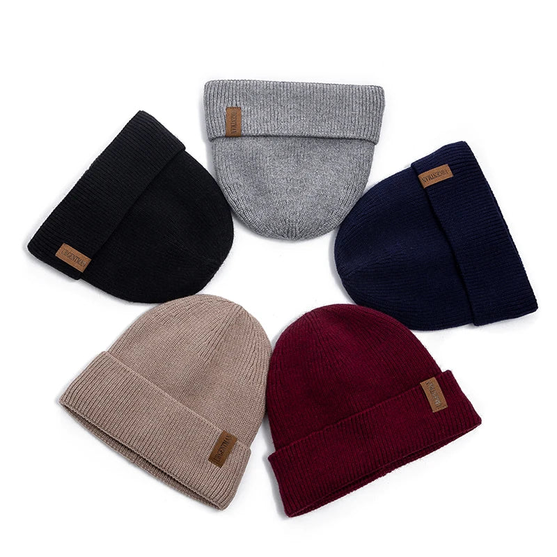 New Unisex Winter Hat Add Fleece Warm Cap URGENTMAN Stylish Soft Beanie Hat For Men Women Outdoor Thicken Ski Sports Knitted Hat