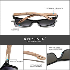 KINGSEVEN Brand Design TR90+Walnut Wood Handmade Sunglasses Men Polarized Eyewear Accessories Sun Glasses Reinforced Hinge