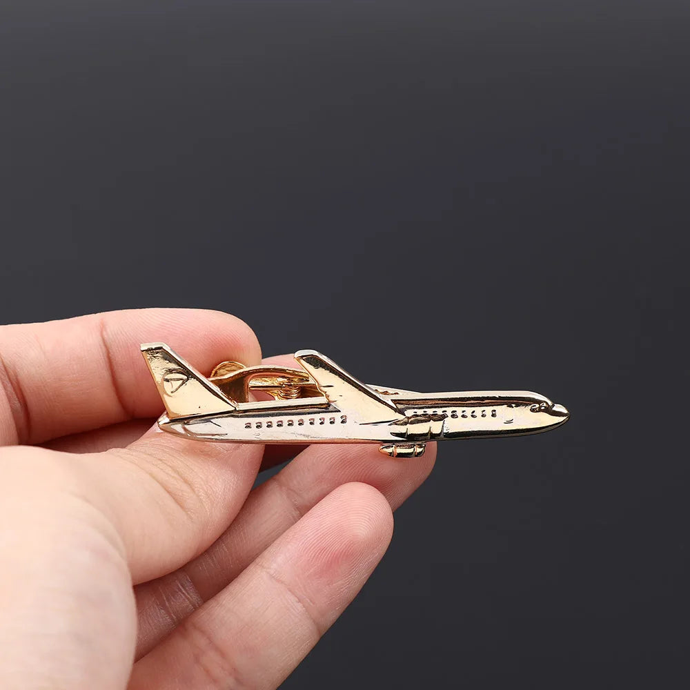 Airplane Shape Men Tie Clip Pilot Business Men Necktie Clip High Quality Cufflinks Tie Clasp Men Suits Wedding Gift