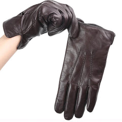 Comfortable Keep warm gloves male winter,Water ripple design sheepskin men's gloves,black men's leather gloves-8001Y