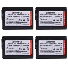 4X 2000mAh NP-FW50 NP FW50 Battery + LED USB Dual Charger for Sony A6000 A6400 A6300 A6500 A7 A7II A7RII A7SII A7S A7S2 A7R