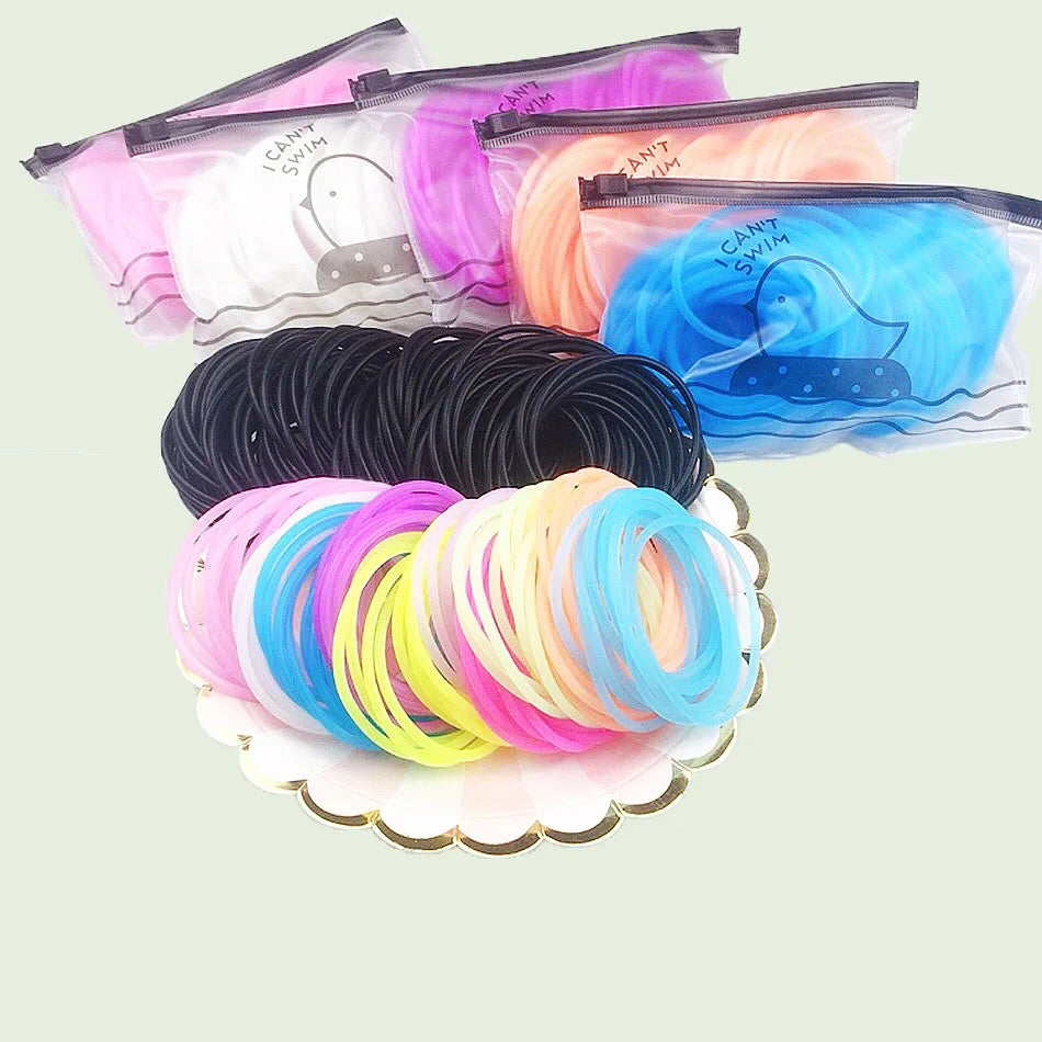 100 pcs Women Colorful Hair Ties Silicone Elastic Hair Rubber Bands For Ponytail Holder Girls Hairbands Gum Children Accessories