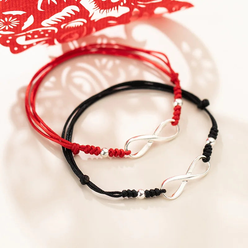 925 Silver Eight Infinite Red Rope Bracelets Red Thread Line String Jewelry Bracelets For Women Lucky Adjustable