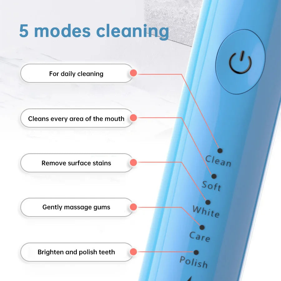 Oral Cleaning Electric Tooth Brushes Long Lasting Smart Wireless Rechargeable Automatic Ultrasonic Electric Toothbrush