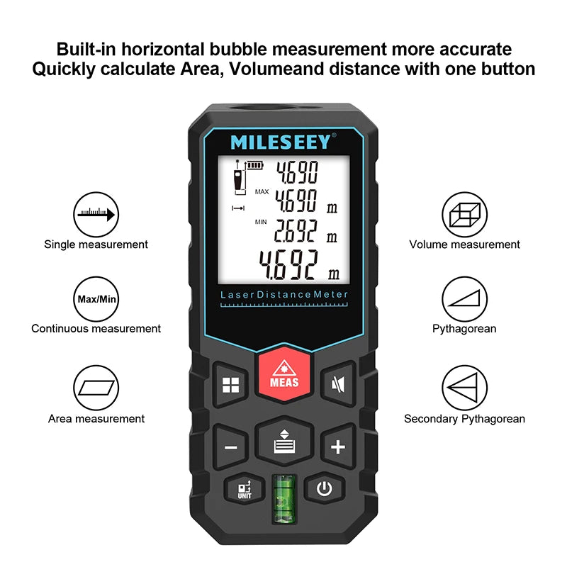 X5 Laser Tape Measure 40M Laser Distance Meter High Accuracy Roulette Multiple Measurement Functions Electronic Ruler