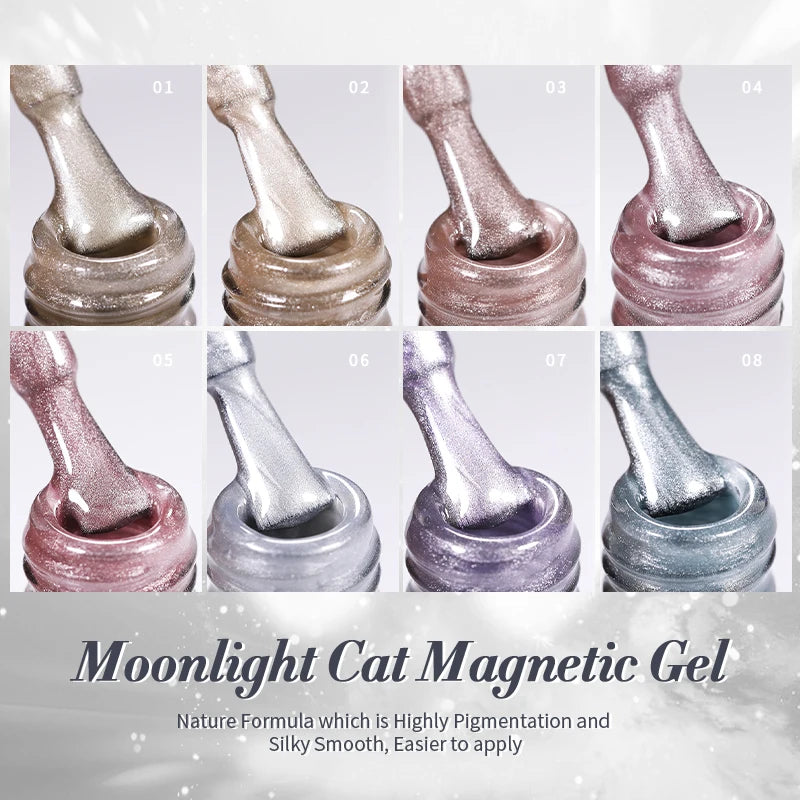 BORN PRETTY Silver Moonlight Cat Magnetic Gel Nail Polish White Light Magnetic Nail Sparkling Glitter Semi Permanent Varnish 10m