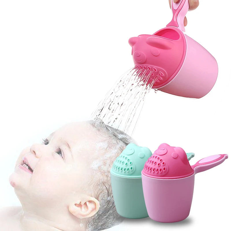 1PC Baby Cartoon Bear Bathing Cup Newborn Kid Shower Shampoo Cup Bailer Baby Kids Shower Water Spoon Bath Wash Cups for 3 Colors