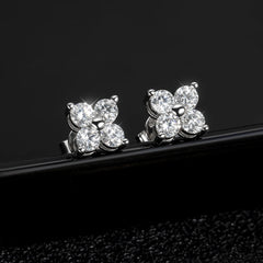 D VVS1 Round Moissanite Stud Earrings for Women Man 4 Stones Classic s925 Sterling Silver Earring with GRA Gift Jewelry