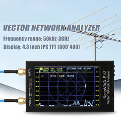 NanoVN-F V2 Vector Network Analyzer 50KHz-3GHz Frequency 4.3Inch IPS LCD Display S-A-A-2 Short Waves HF VHF UHF Antenna Analyzer