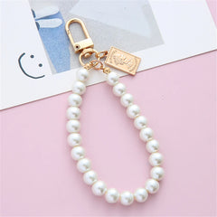 Simulated Pearl Key Chain for Aorpods Bag Pendant Beaded Key Holder for Women Mobile Phone DIY Jewelry Accessories