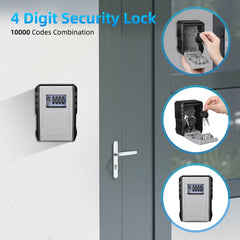 Awapow Metal Password Key Box Wall Mounted 4 Digits Password Storage Box Waterproof Anti Theft Safe Lock Large Capacity Keybox