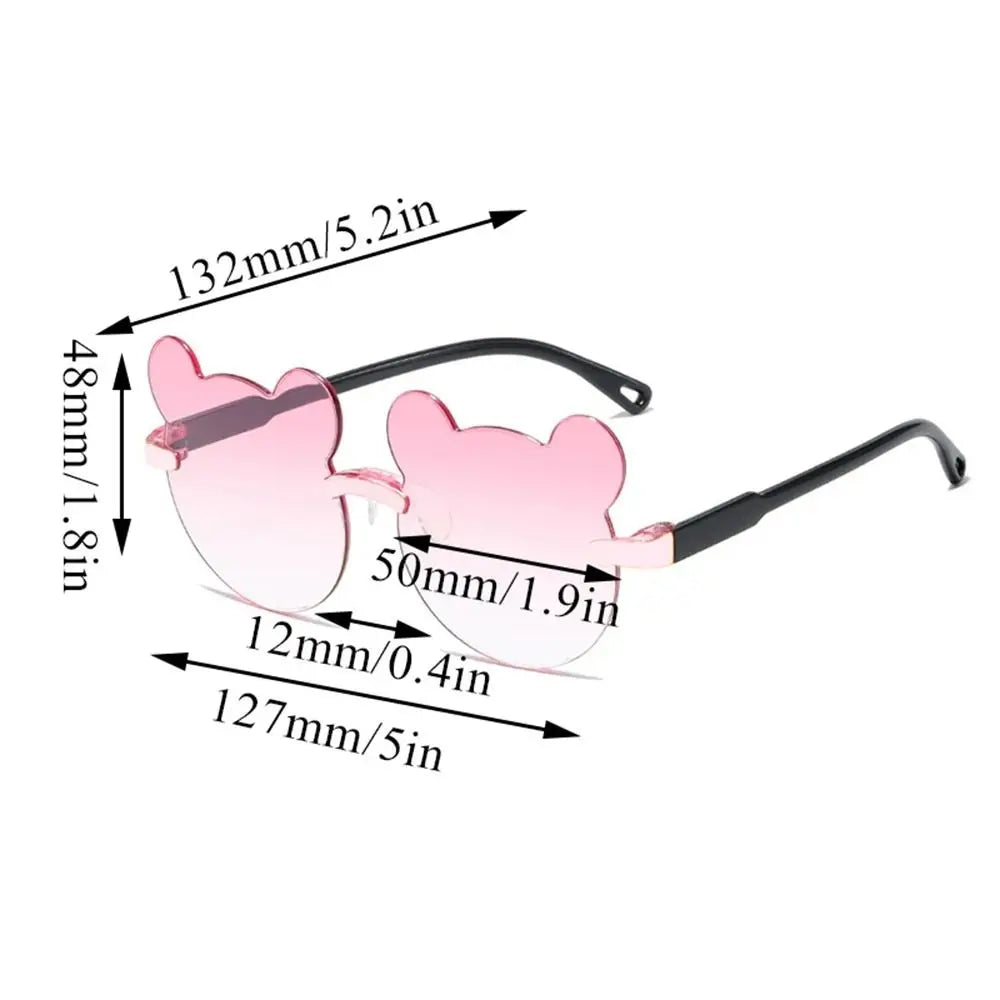 New Kids Sunglasses Cartoon Bear Sunglasses for Boy Girl Children Rimless Sunglasses UV375 Sunglasses Outdoor Anti-Glare Eyewear