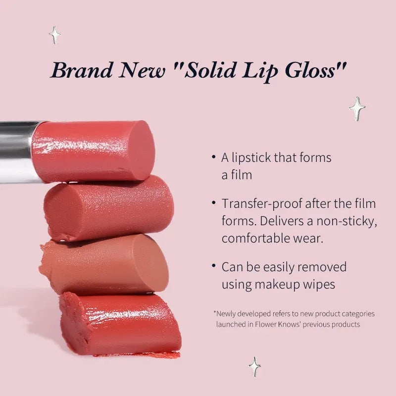 Flower Knows Swan Ballet Solid Lip Glaze Mirror Lipstick Vegan Profesional Lipgloss Moisturizing Korean Lip Stick