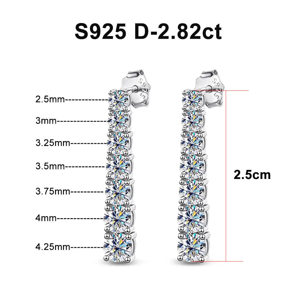 D VVS1 Moissanite Pandent Earrings for Woman Wedding Jewely with GRA s925 Sterling Sliver Plated 18k White Gold Earring